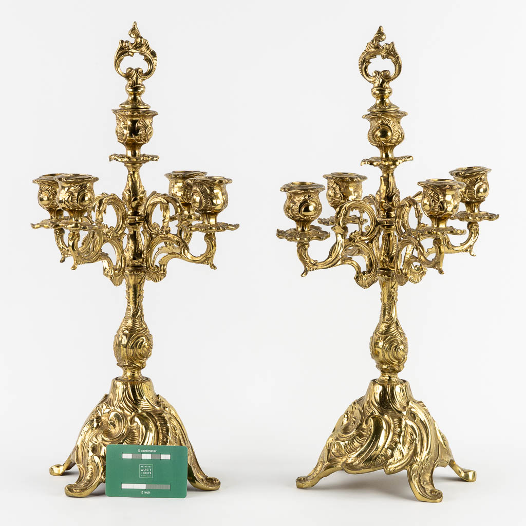 A pair of 5-armed candelabra, 20th C.