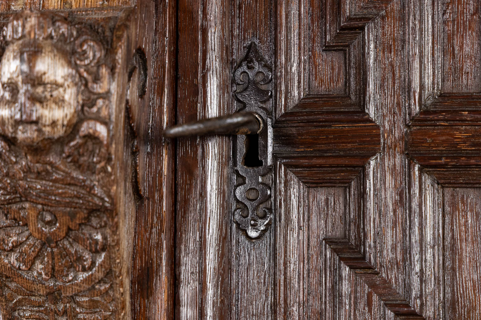 An antique 5-door cabinet 