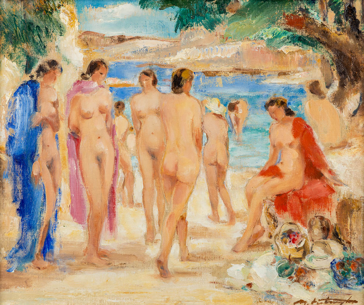 Médard VERBURGH (1886-c.1957) 'Dames Nudes à La Plage, Cote D'Or' (1910)