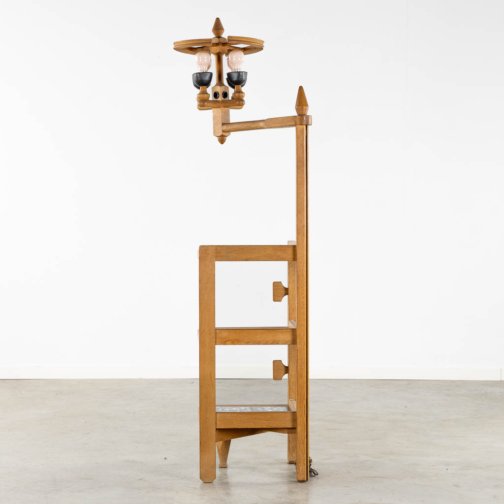 Robert GUILLERME & Jacques CHAMBRON (XX) Floorlamp, wood and ceramic. Circa 1960. (L:45 x W:45 x H:176 cm)