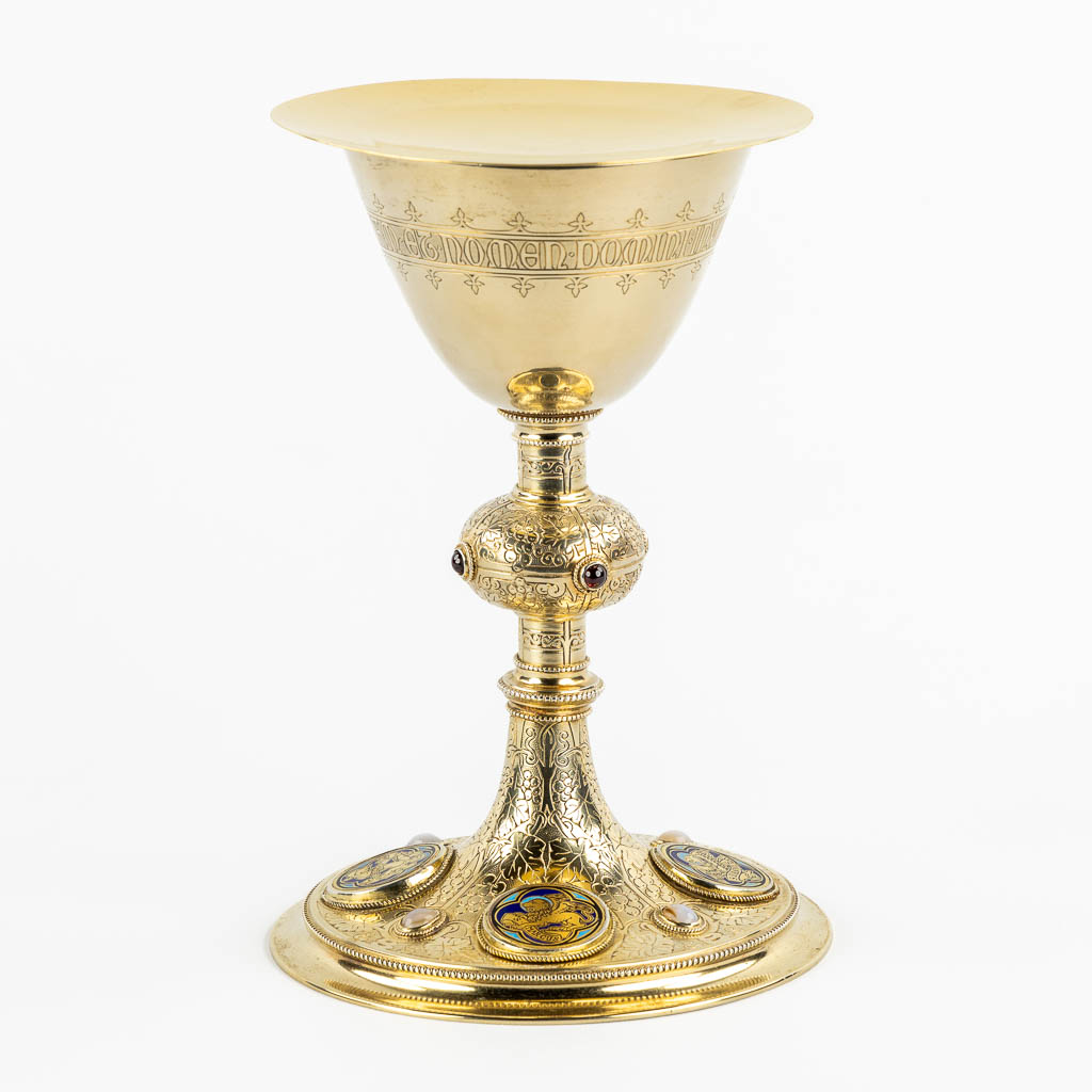 A Chalice, Gold-plated with enamel cartouches of 