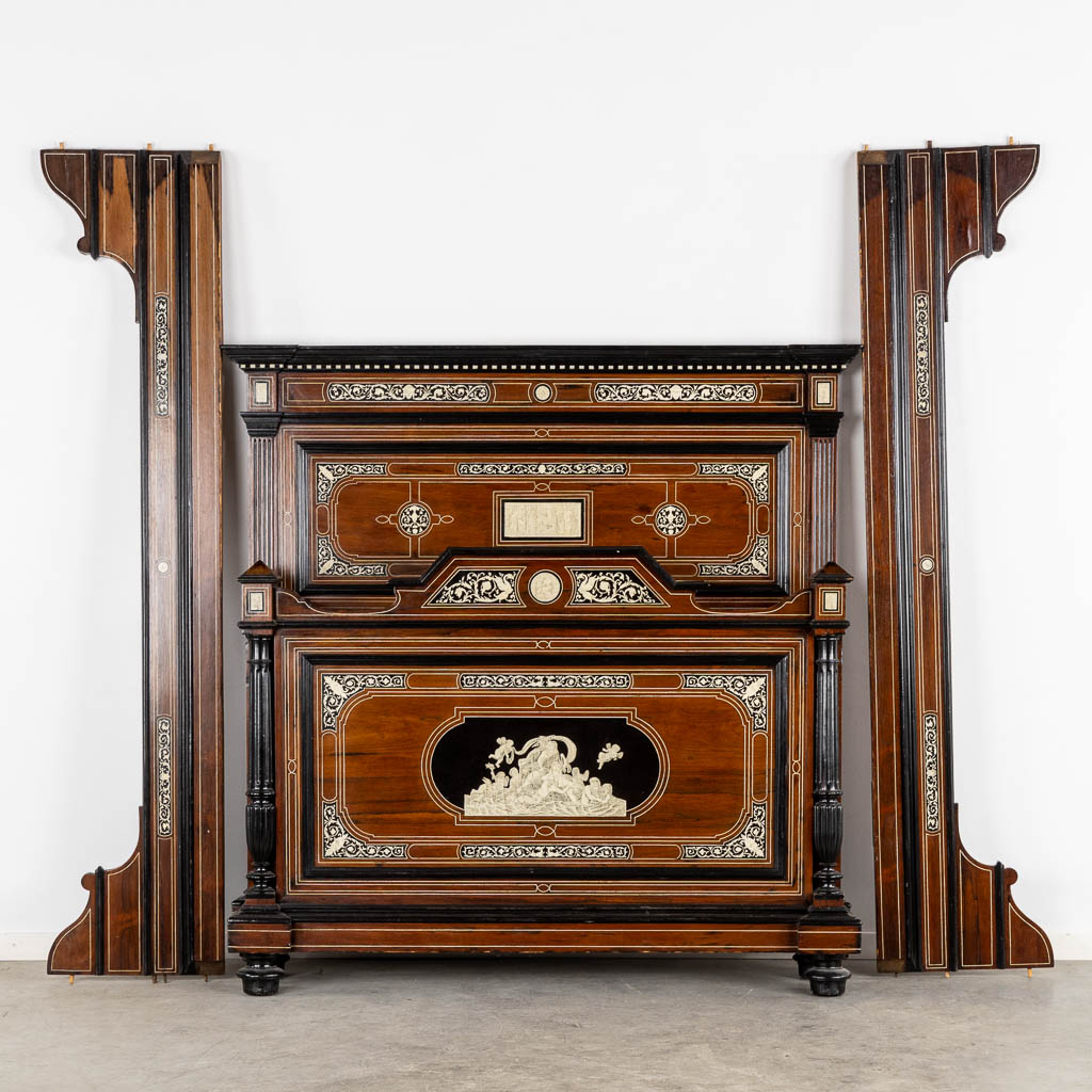 Italian school, a bed frame, marquetry inlay. 19th C. (L:218 x W:151 x H:150 cm)