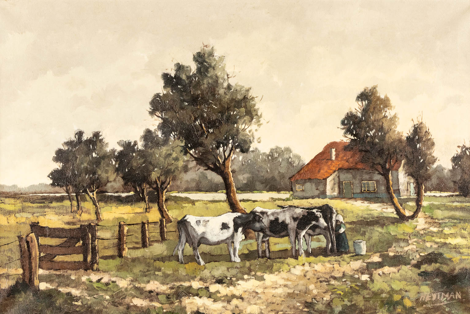 Willem HEYTMAN (1950) 'Milking the cows' 