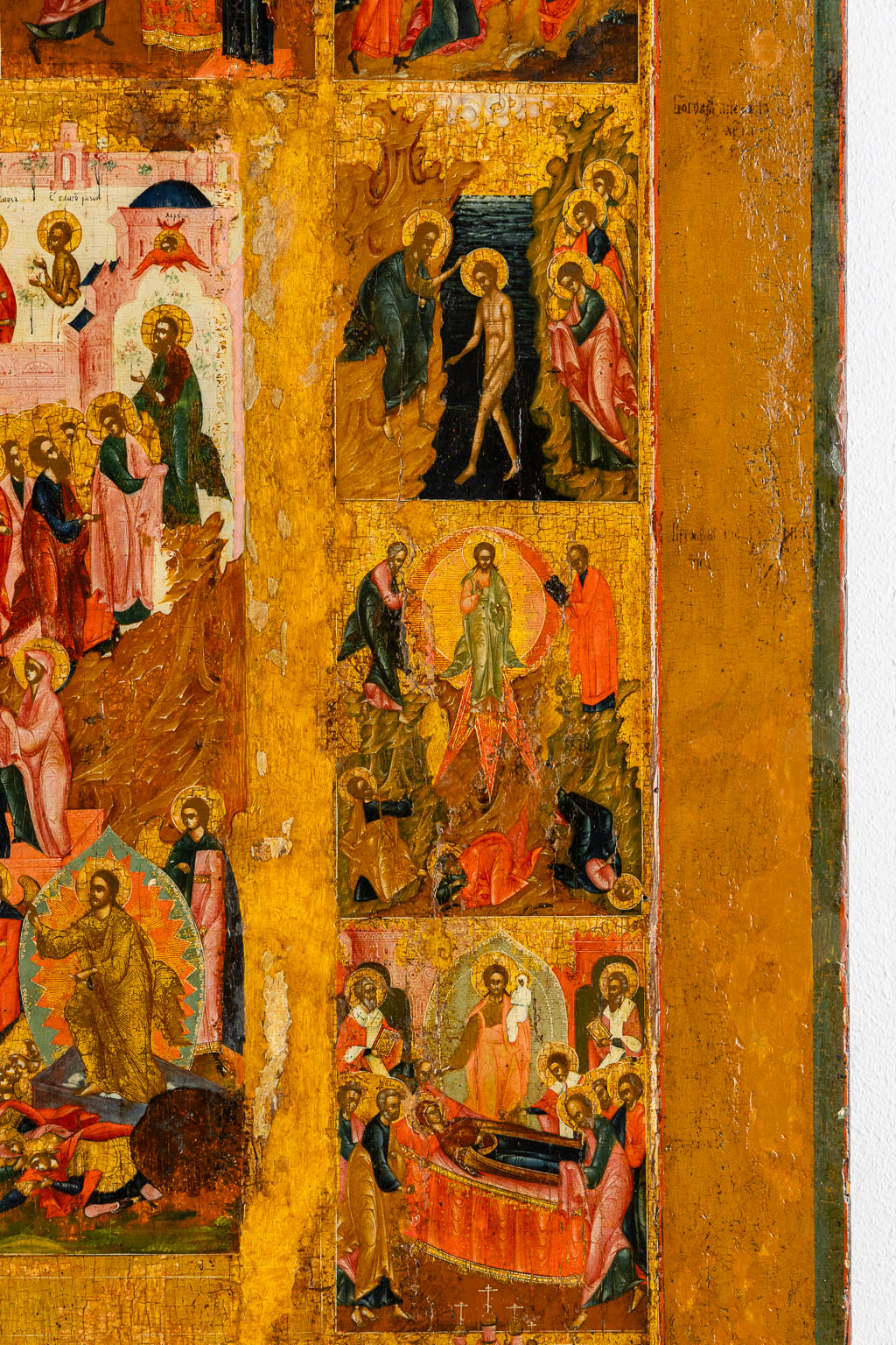 An exceptionally large Feast Day icon, probably for Church use. Russia, 19th C. (W:70 x H:90 cm)