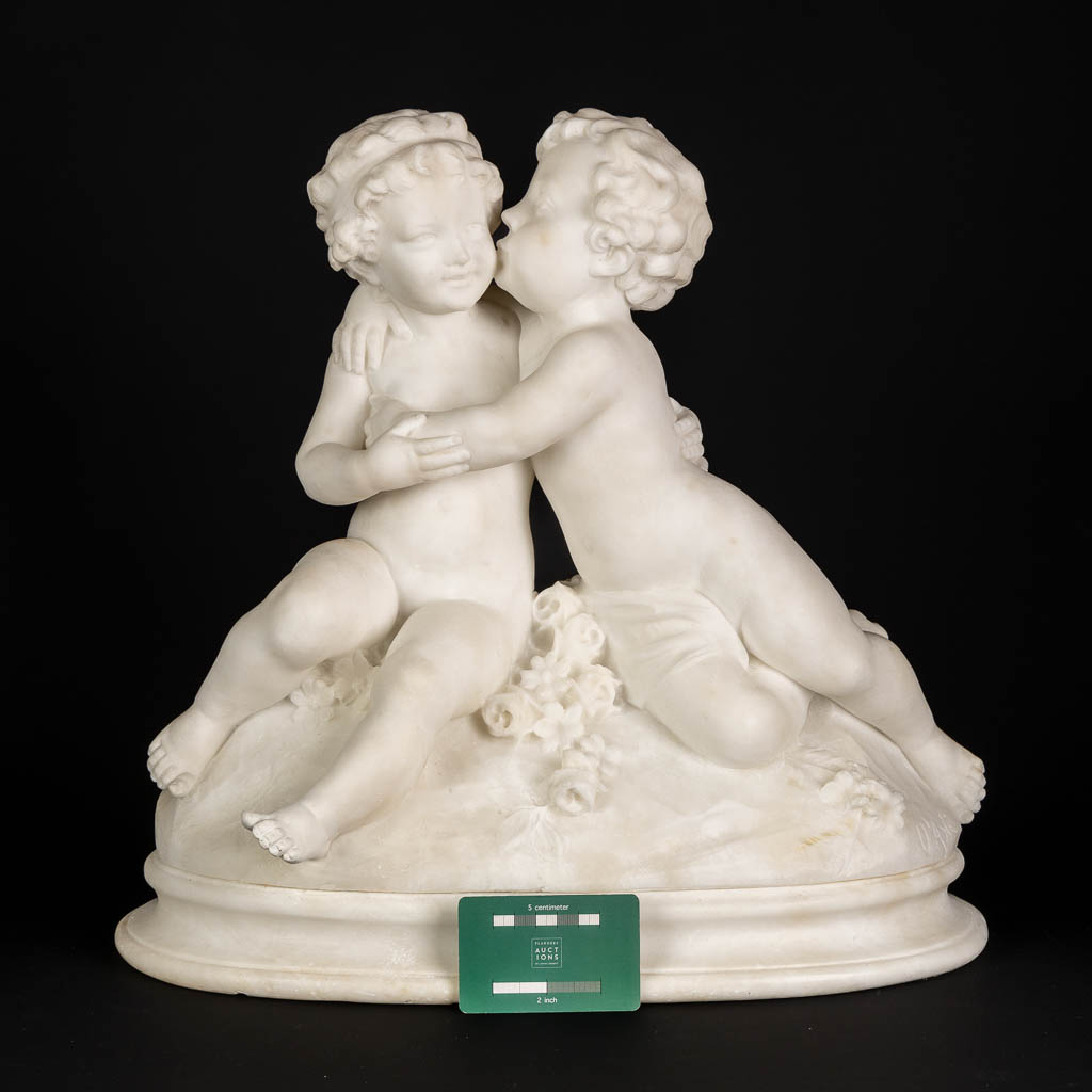 Giuseppe D'ASTE (1881-1945) 'Twee putti'. (L:23 x W:45 x H:43 cm)